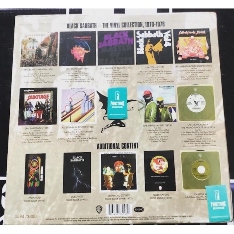 BLACK SABBATH-VINYL COLLECTION 1970-1978 (9LP/7INCH) BOX SET
