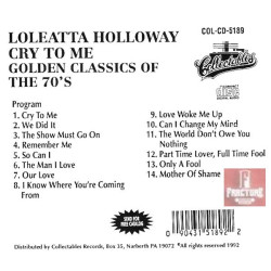 LOLEATTA HOLLOWAY – CRY TO ME / GOLDEN CLASSICS OF THE 70'S CD