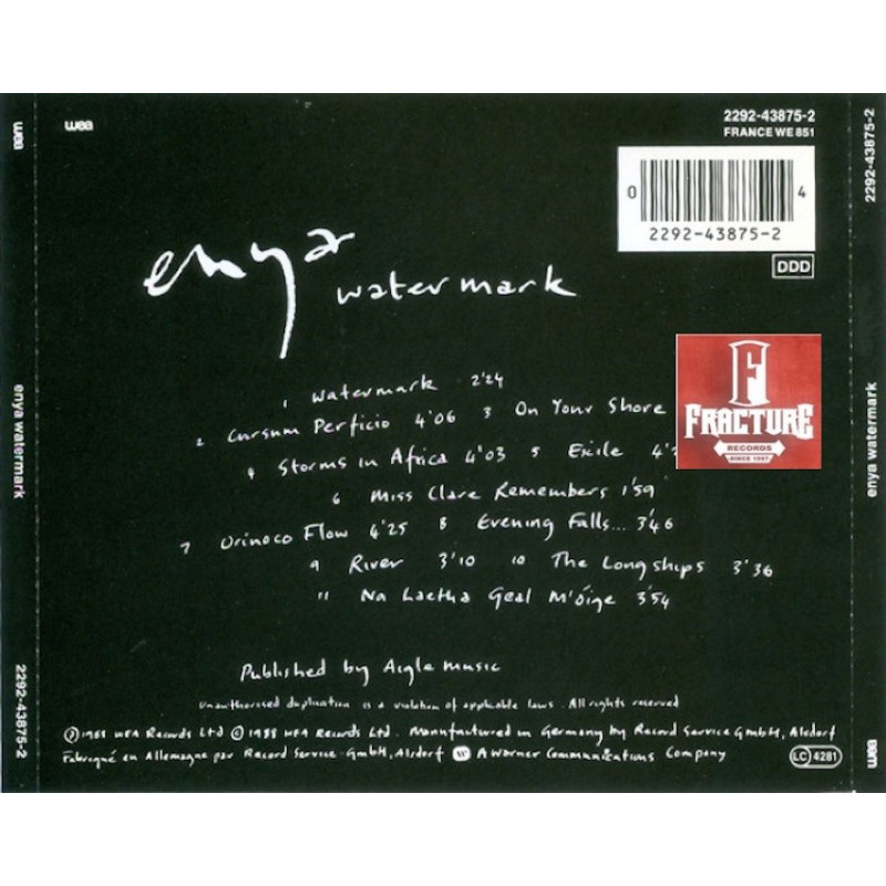 エンヤ Enya 直筆サイン入り CD Watermark ウォーターマーク Watermark : Enya | HMV&BOOKS online - 2292.43875