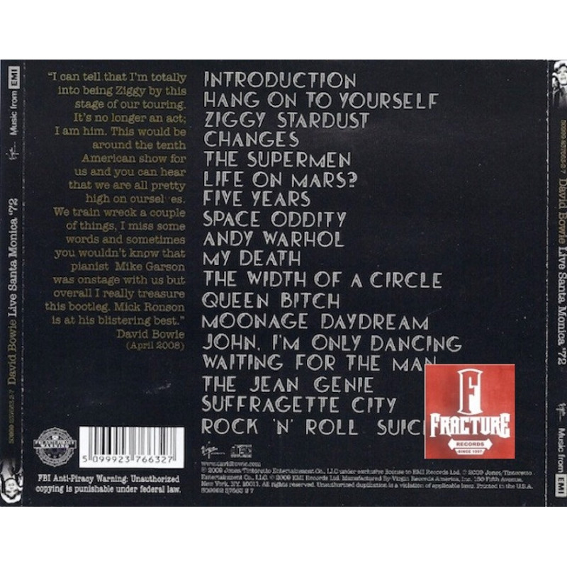DAVID BOWIE – LIVE SANTA MONICA '72 CD