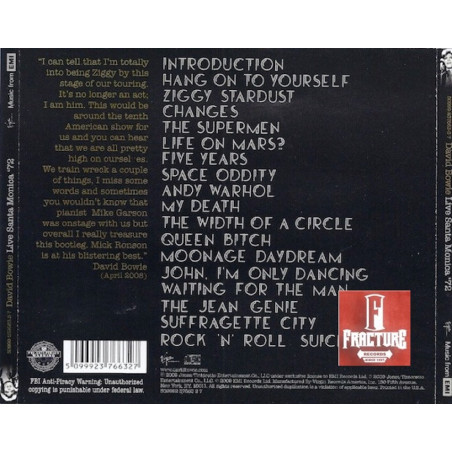 DAVID BOWIE – LIVE SANTA MONICA '72 CD