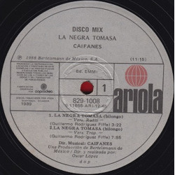 CAIFANES – LA NEGRA TOMASA (DISCO MIX) VINYL  829-1008