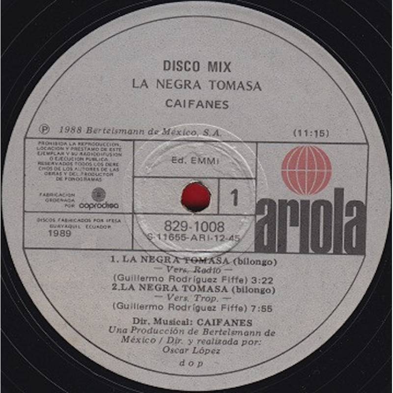 CAIFANES – LA NEGRA TOMASA (DISCO MIX) VINYL  829-1008