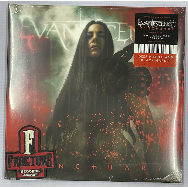EVANESCENCE – SANCTUARY VINYL SINGLE SIDED, ETCHED, DEEP PURPLE AND BLACK MARBLE .
